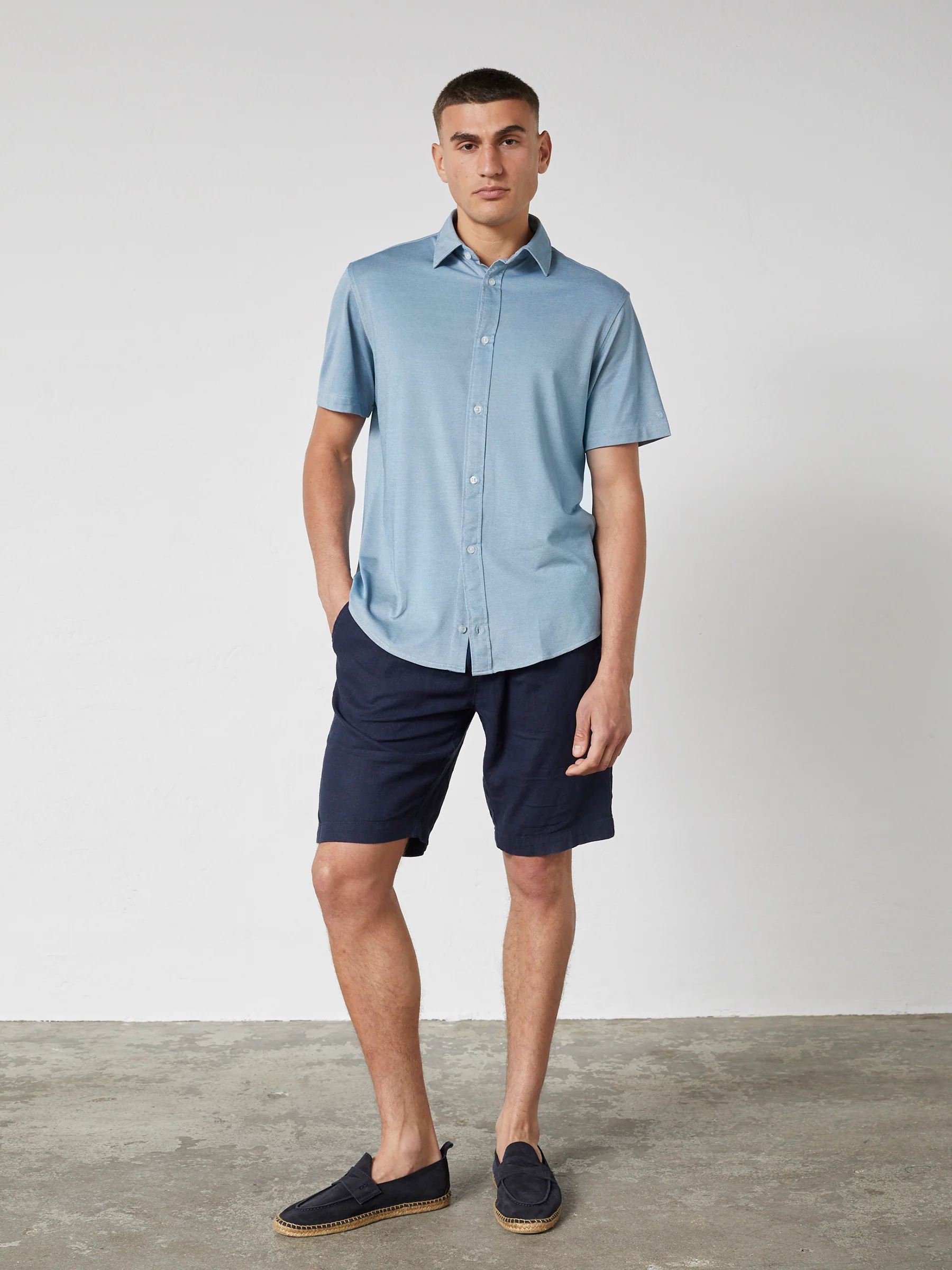 AMOS PIQUE SHIRT SS - BLUE MELANGE - Image 3