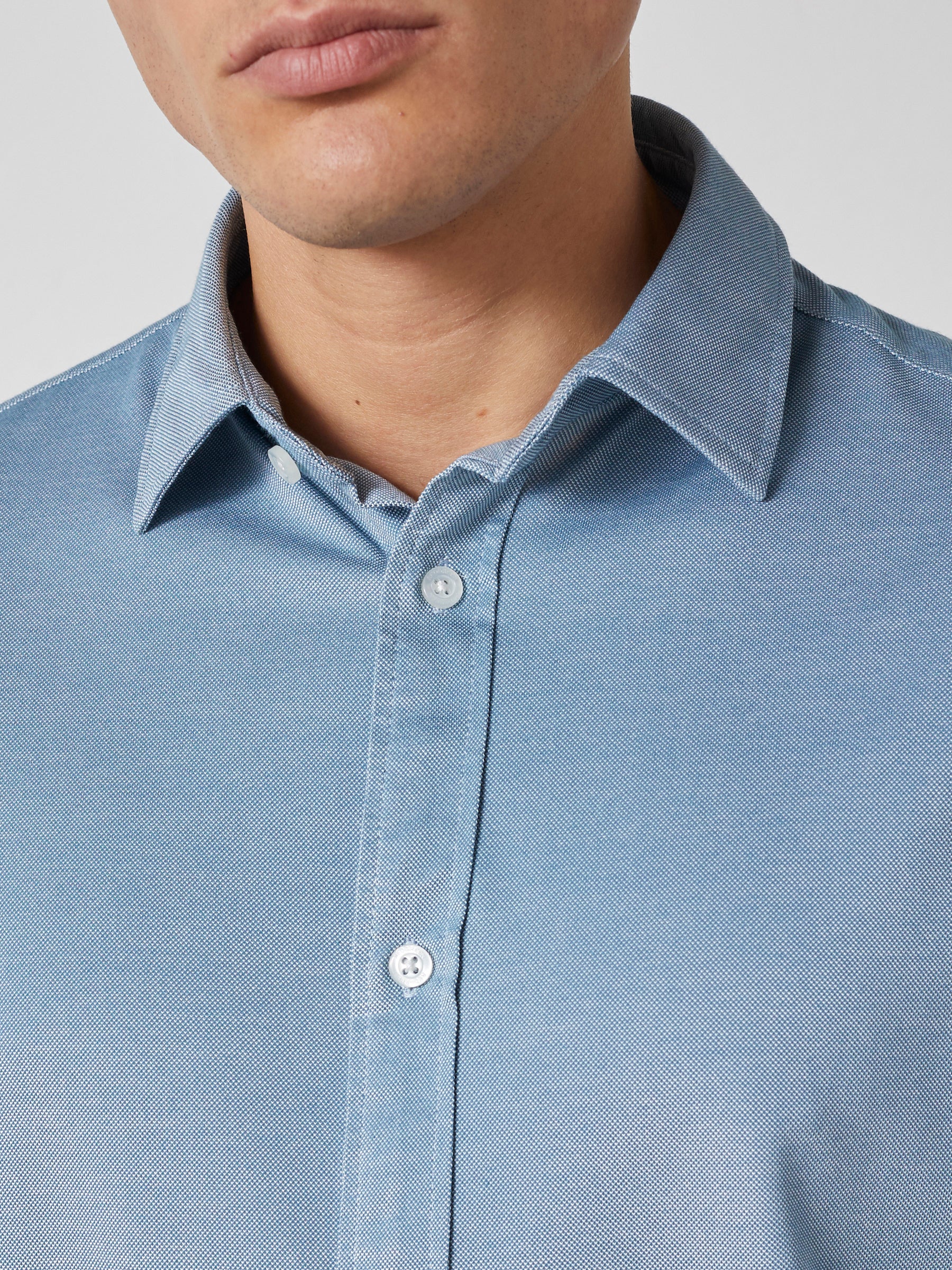 AMOS PIQUE SHIRT SS - BLUE MELANGE - Image 4
