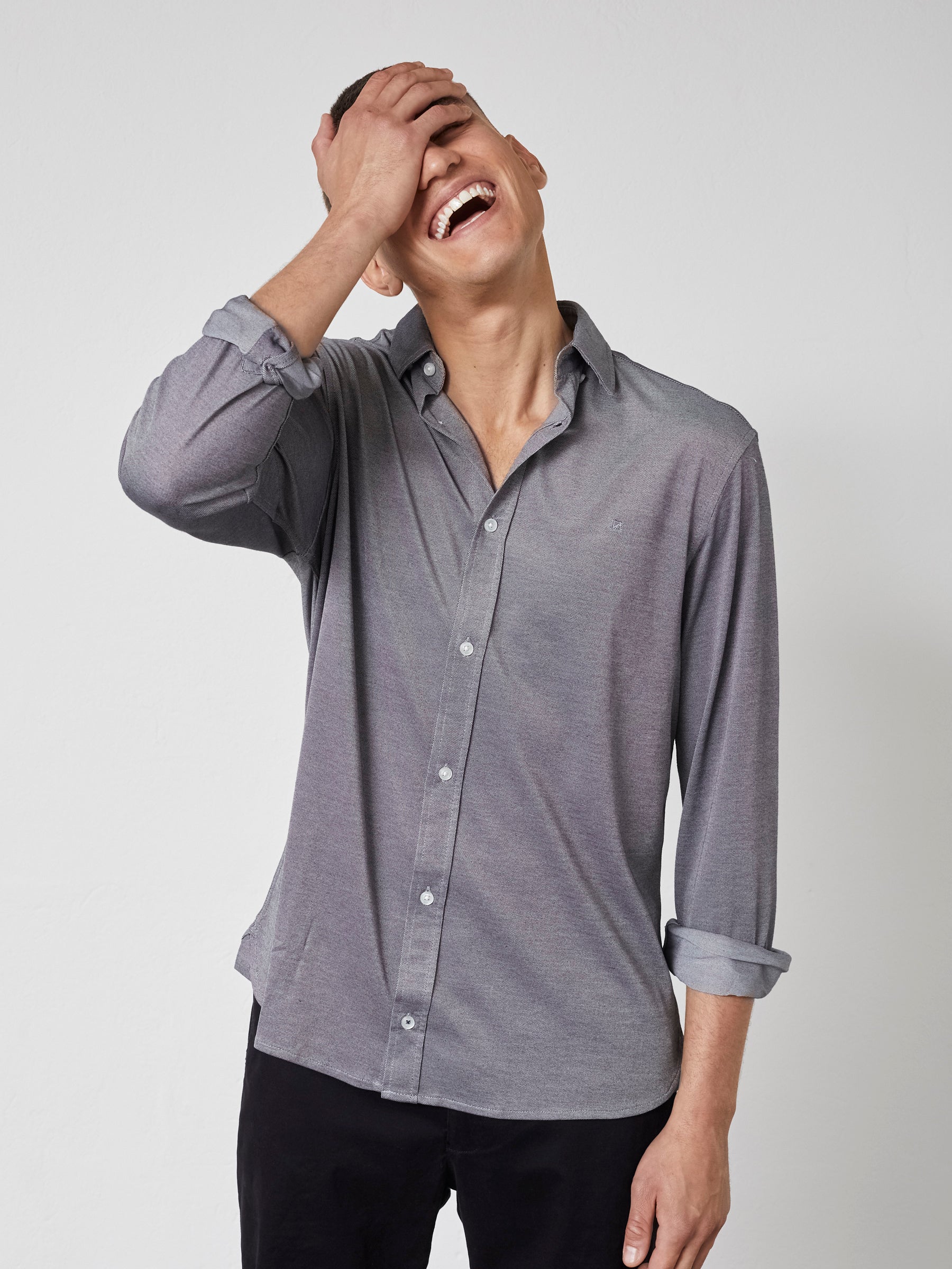 ARON PIQUE SHIRT LS - Navy Melange