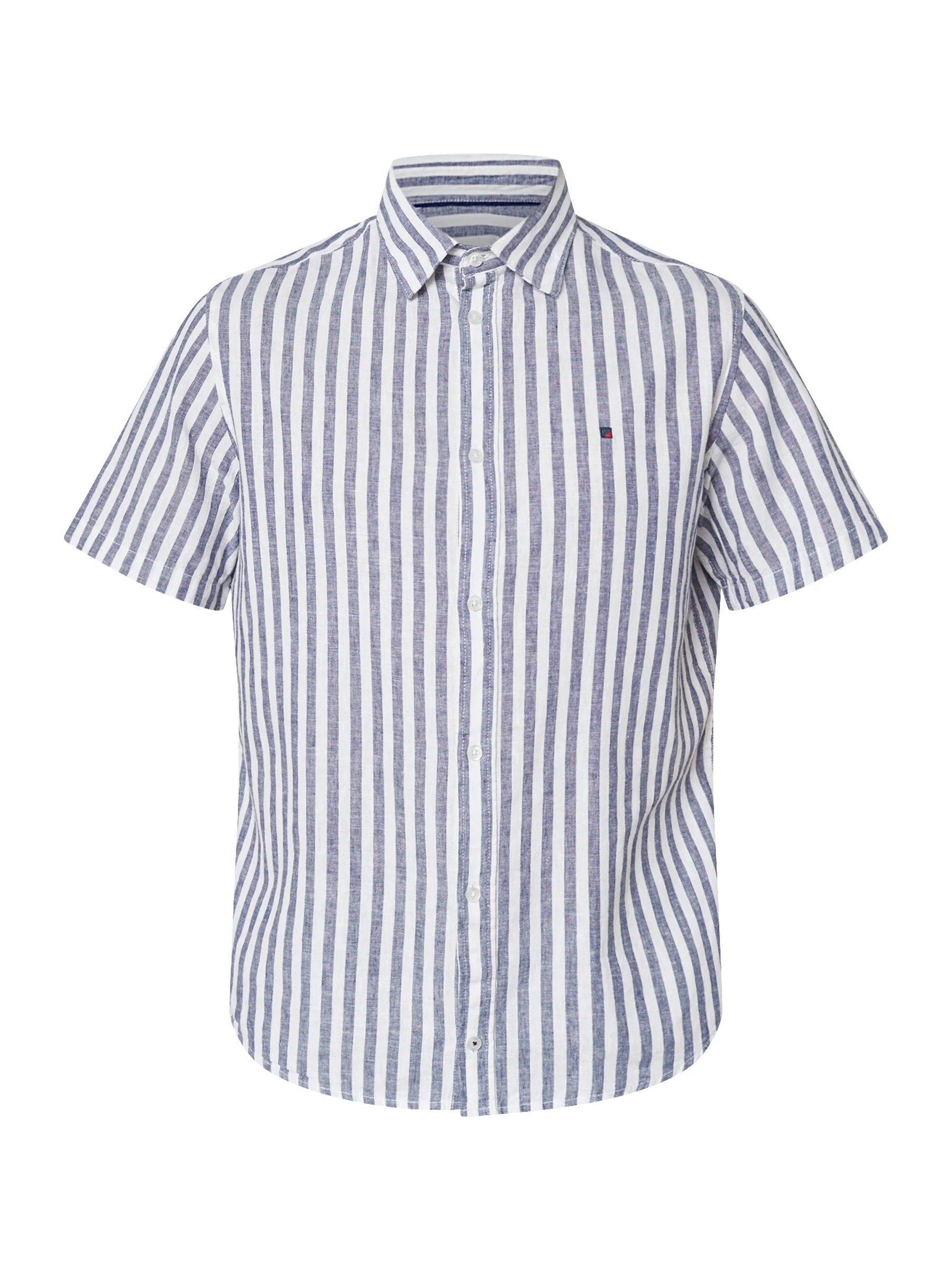 ASGER LINEN SHIRT SS - Navy Stripe - Image 2