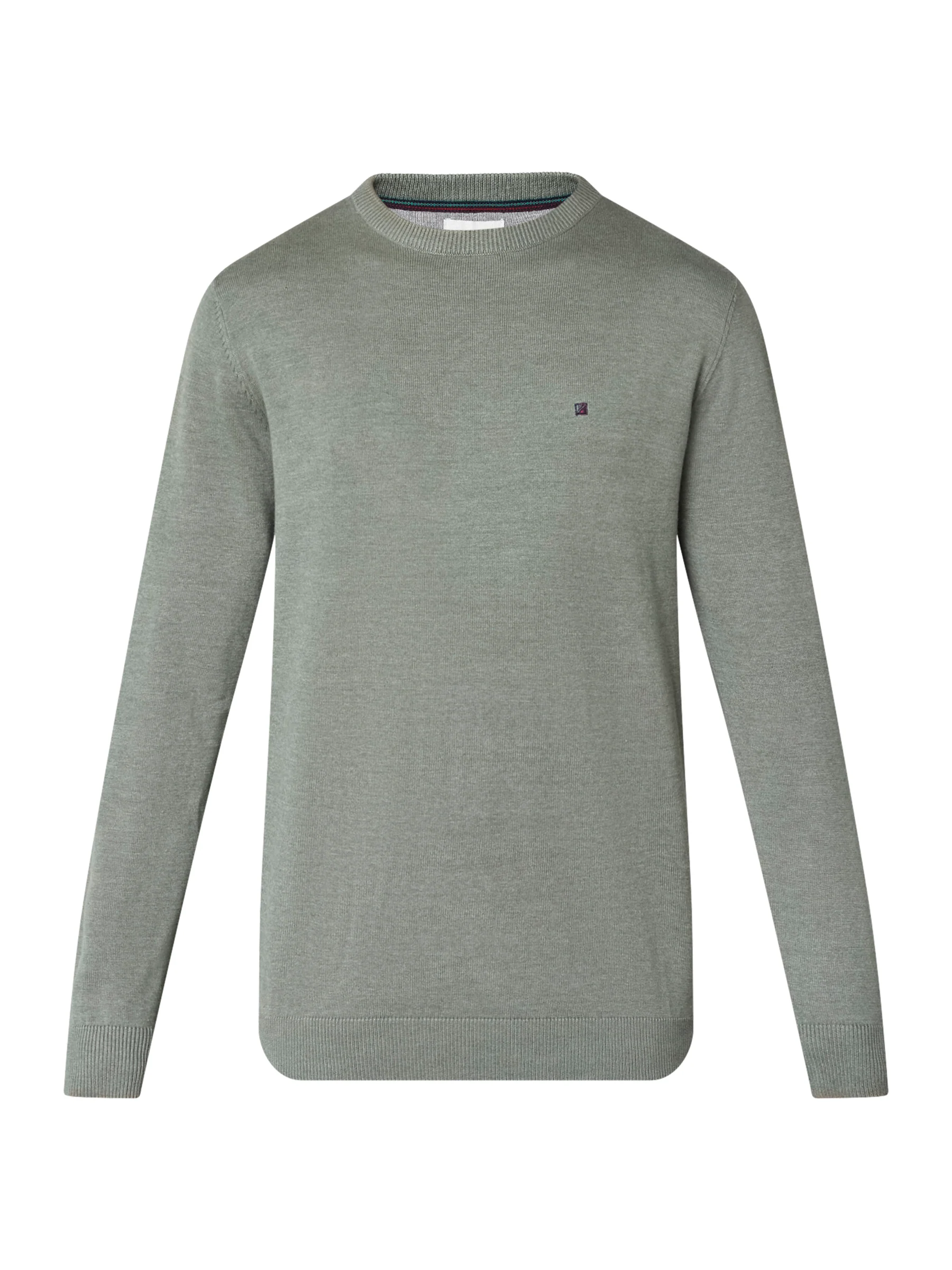 JULIAN O-NECK COTTON KNIT - Olive Melange - Image 2